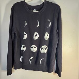 Nightmare Before Christmas Disney Black Sweatshirt Moon Phases Faces Sz M